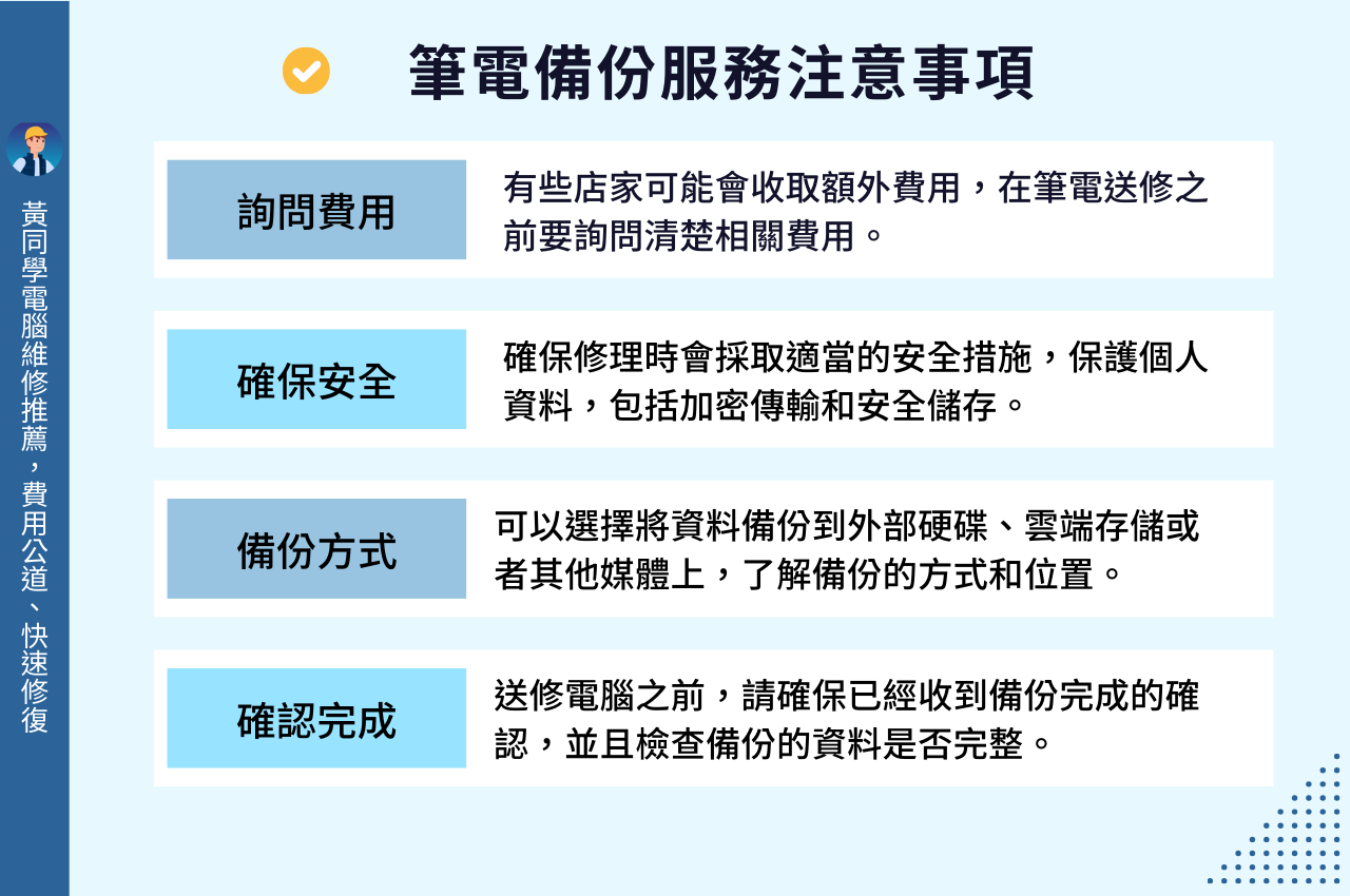 筆電送修時可以請店家幫忙備份嗎？