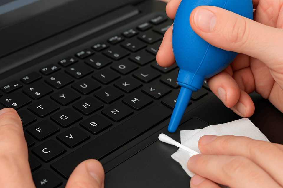 筆電鍵盤卡鍵或髒污