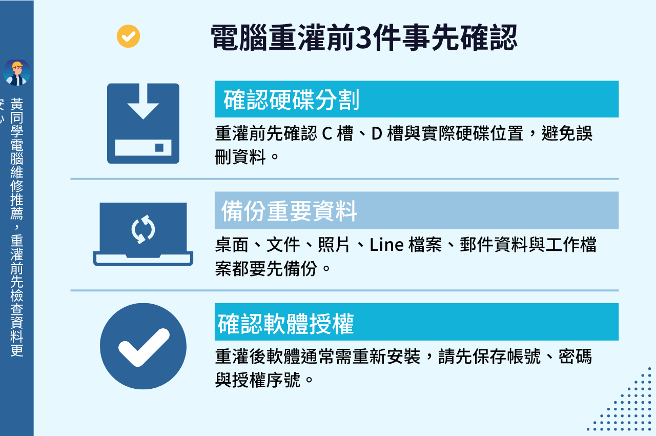 電腦重灌前要注意什麼？