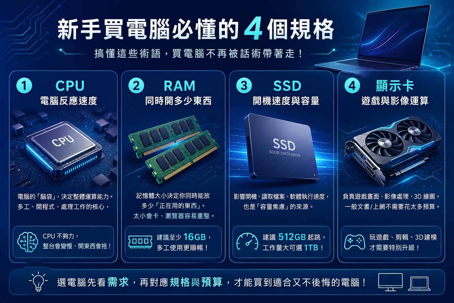 新手買電腦必懂的4個規格